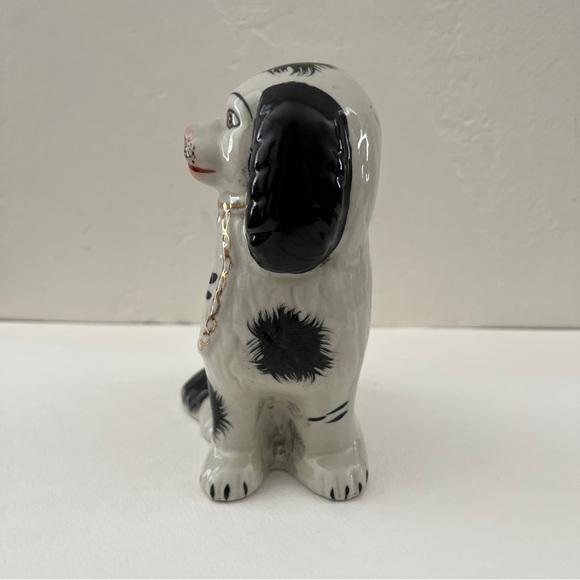 Staffordshire dog Staffordshire Figurine statue black white spaniel porcelain - Picture 9 of 15